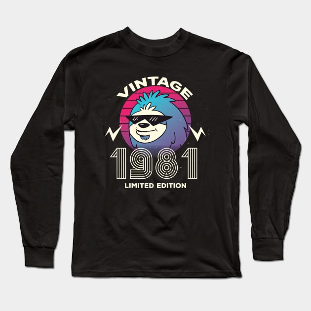 Vintage 1981 Bday Funny Music Guitar lovers 41th Bday Long Sleeve T-Shirt by edwardechoblue
